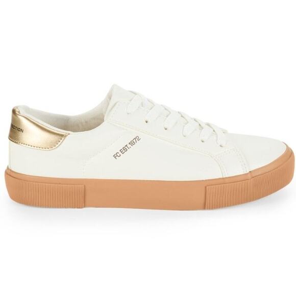 French Connection Womens Becka Lace Up Sneakers Gold White New Sz 11 NIB - Picture 1 of 7